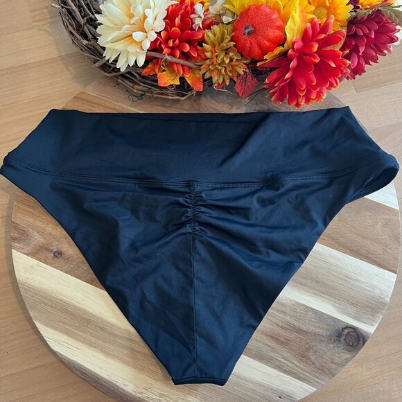 prAna Womens Aurelia Bathing Suit Bikini Bottom High Waisted XL XTRA LARGE Black - Picture 3 of 7